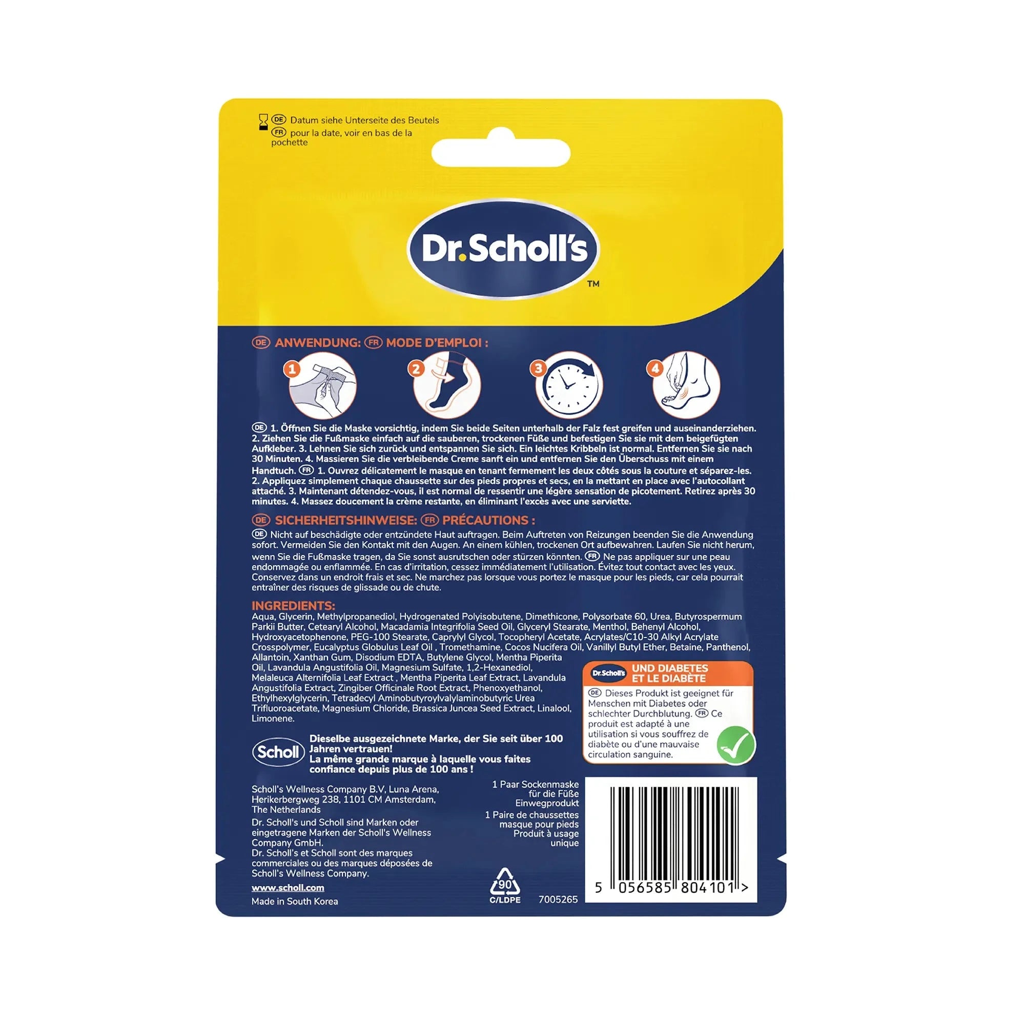 Scholl DE Care Dr. Scholl’s Beruhigende & Revitalisierende Fußmaske für müde, schmerzende Füße