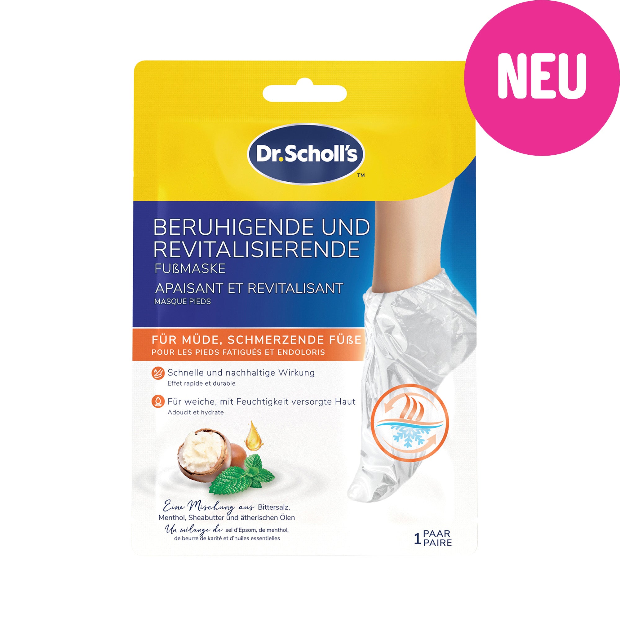 Scholl DE Care Dr. Scholl’s Beruhigende & Revitalisierende Fußmaske für müde, schmerzende Füße