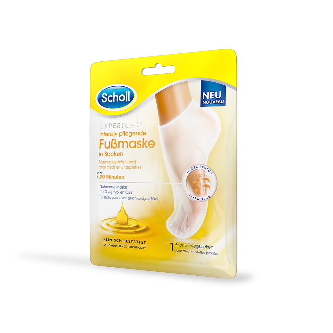 Scholl DE Care Scholl ExpertCare Intensiv pflegende  Fußmaske in Socken –  Nährende Maske  mit 3 wertvollen Ölen