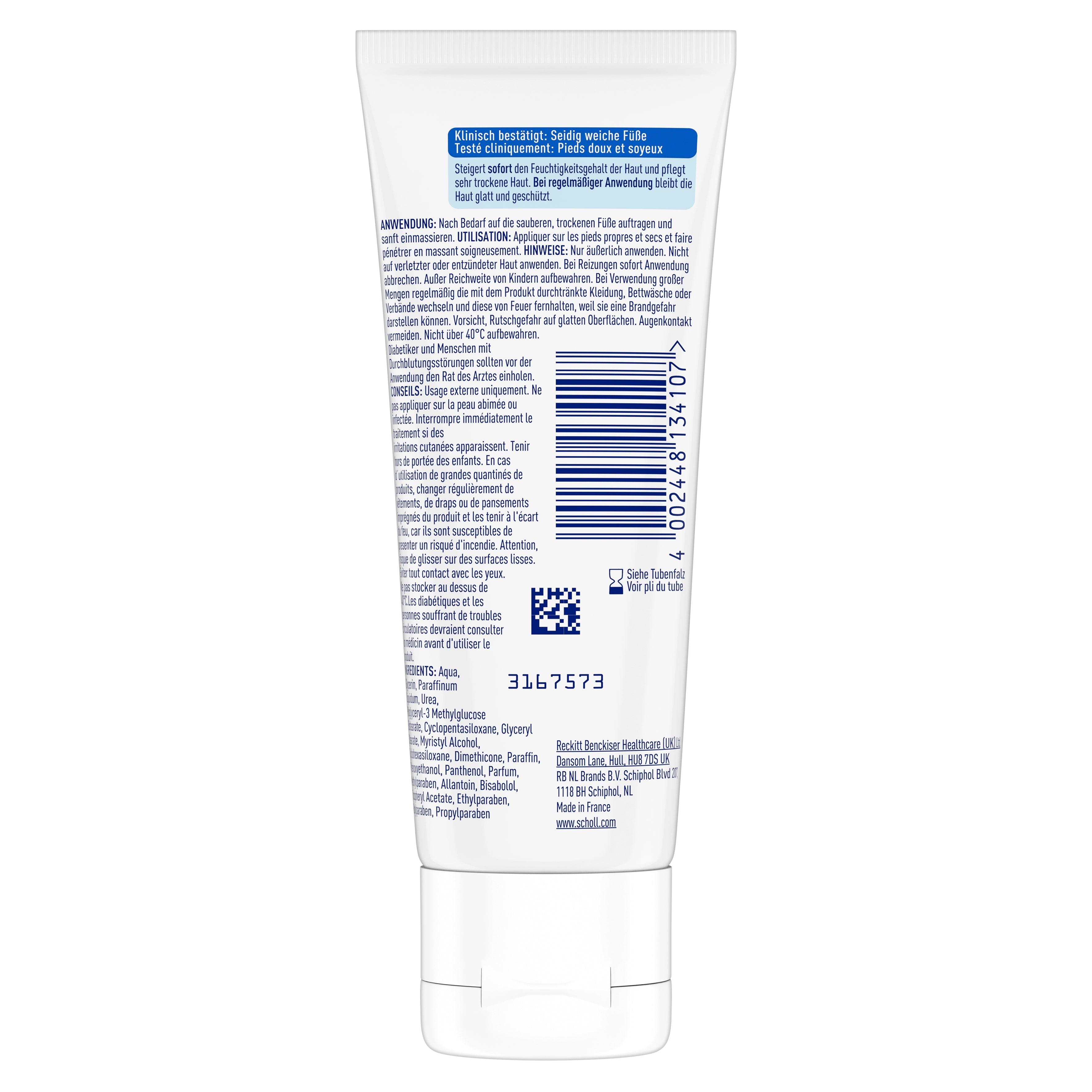 Scholl DE Scholl Fuß- und Nagel-Creme, reichhaltig mit Urea (5%), 75 ml
